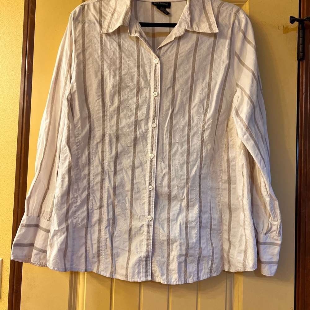 Lane Bryant White Textured Blouse